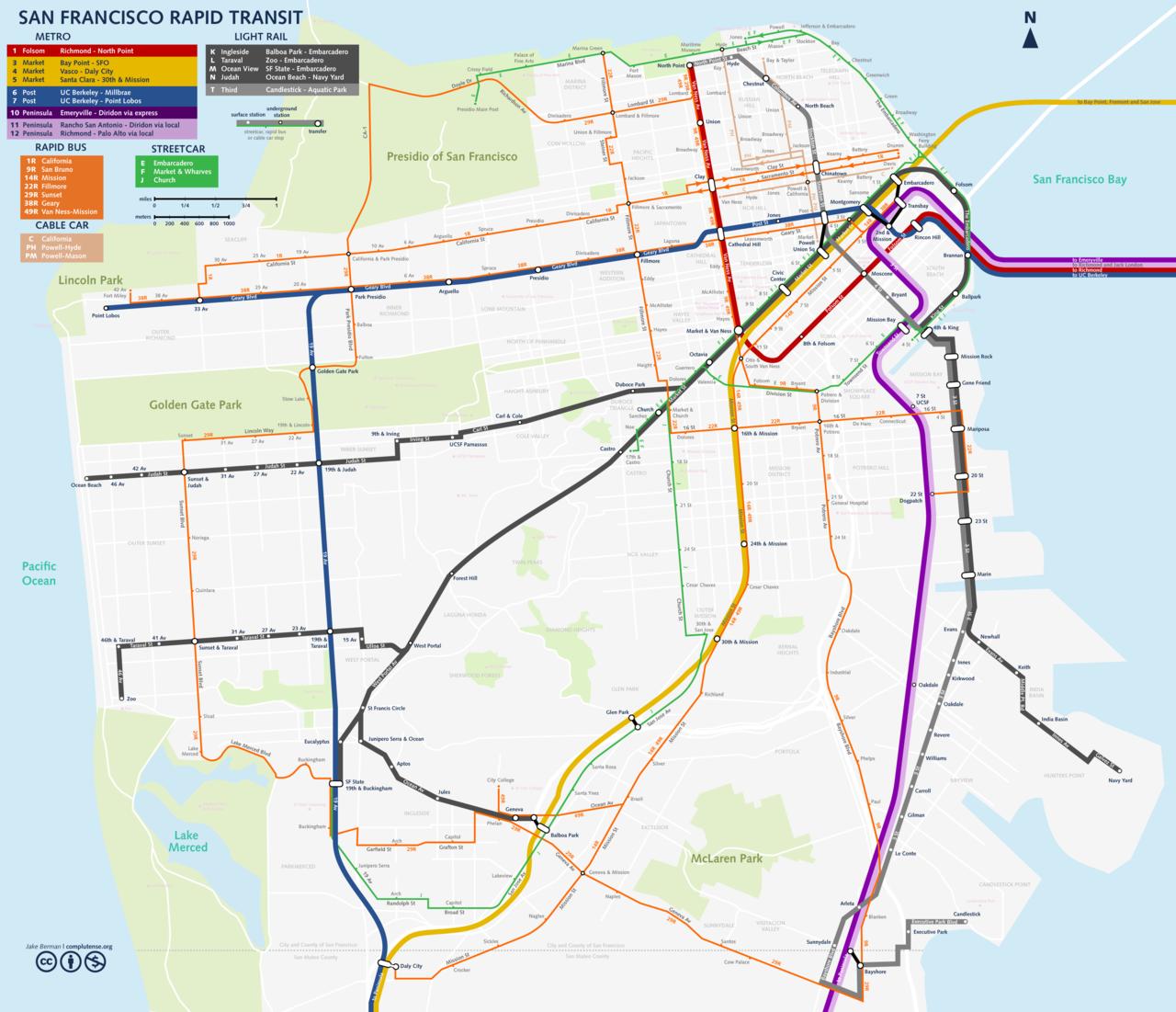 Карта метро сан франциско