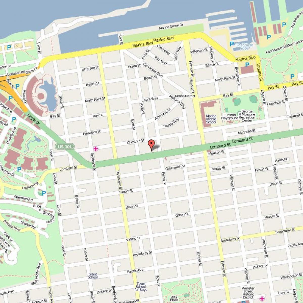 Карта Ломбард-стрит Сан-Франциско