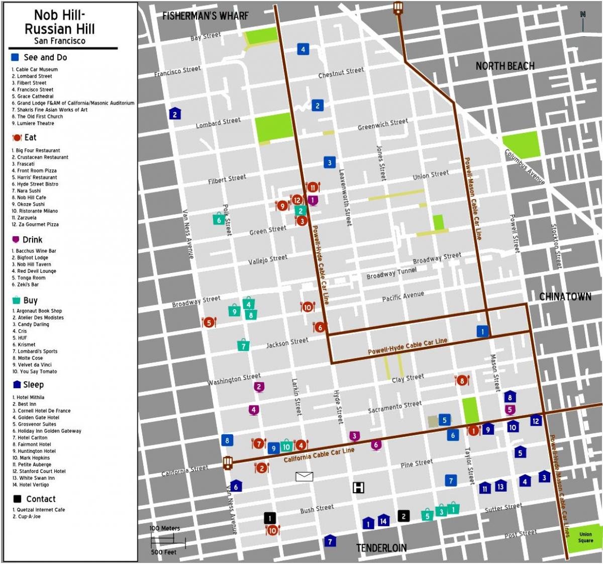 Карта Ноб-Хилл в Сан-Франциско