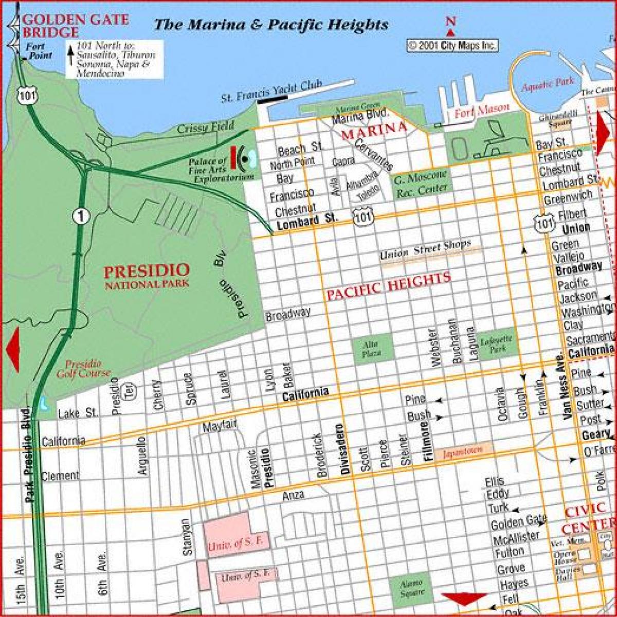 Карта Пасифик Хайтс в Сан-Франциско