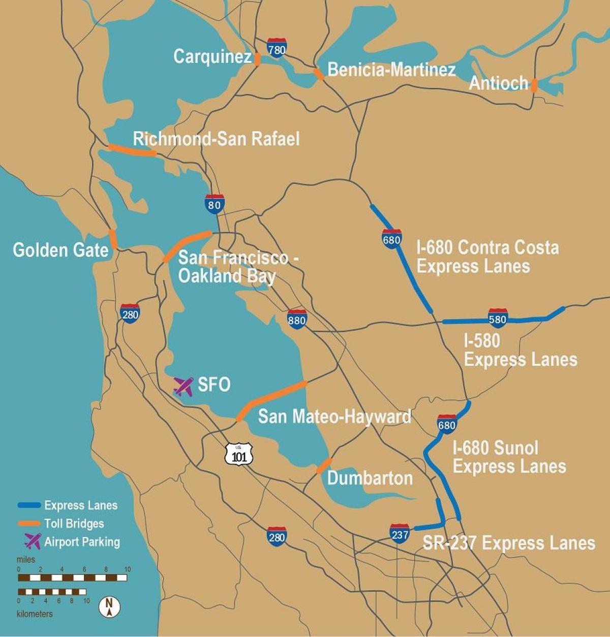 платные дороги в Сан-Франциско карте