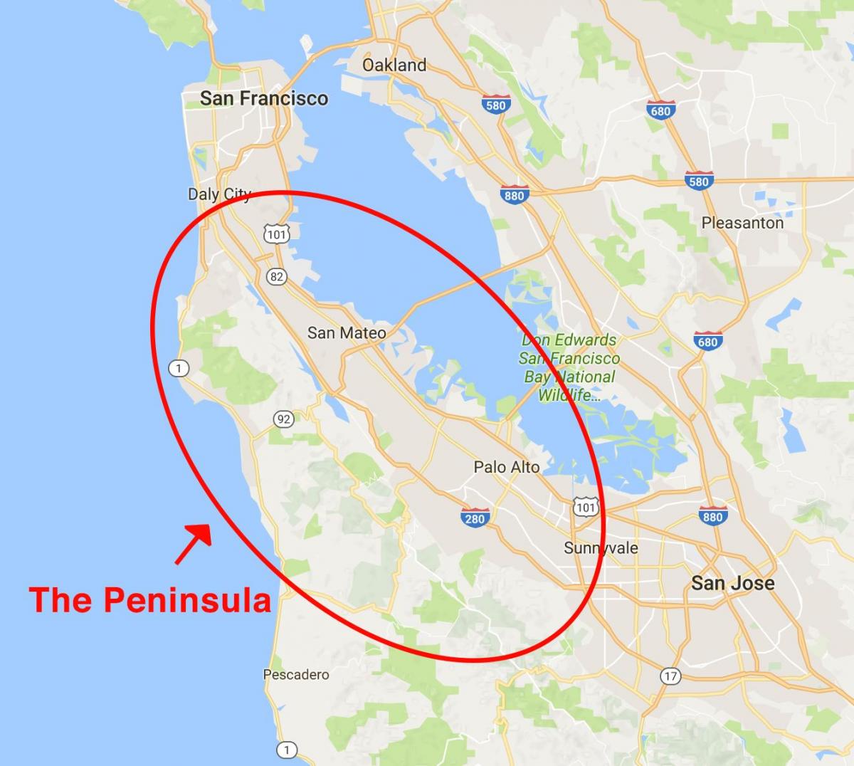 Карта полуостров Сан-Франциско 