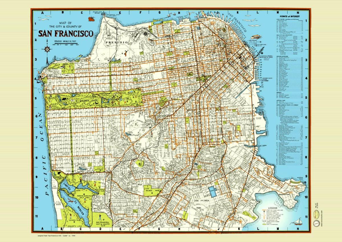 Карта Сан-Франциско уличный плакат