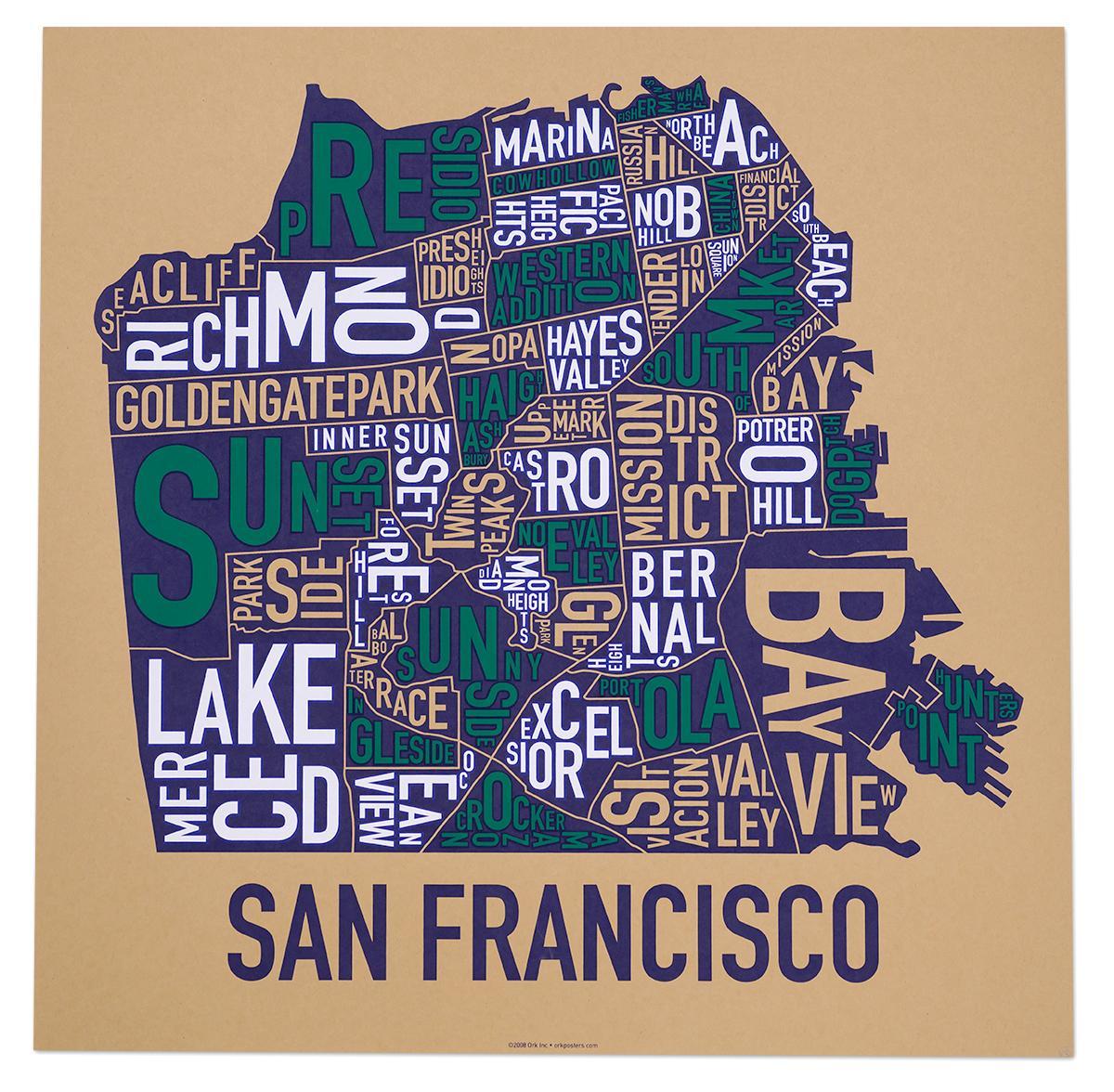 Окрестности Сан-Франциско карта плакат