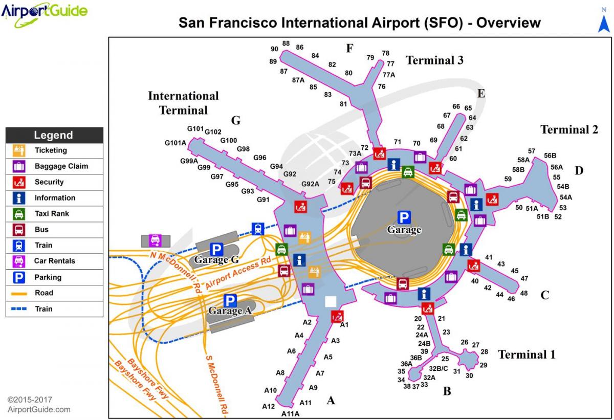 Аэропорт Сан-Фран карте