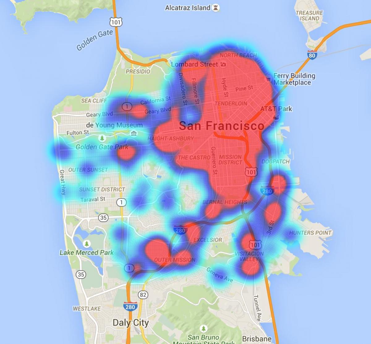 тепловая карта Сан-Франциско