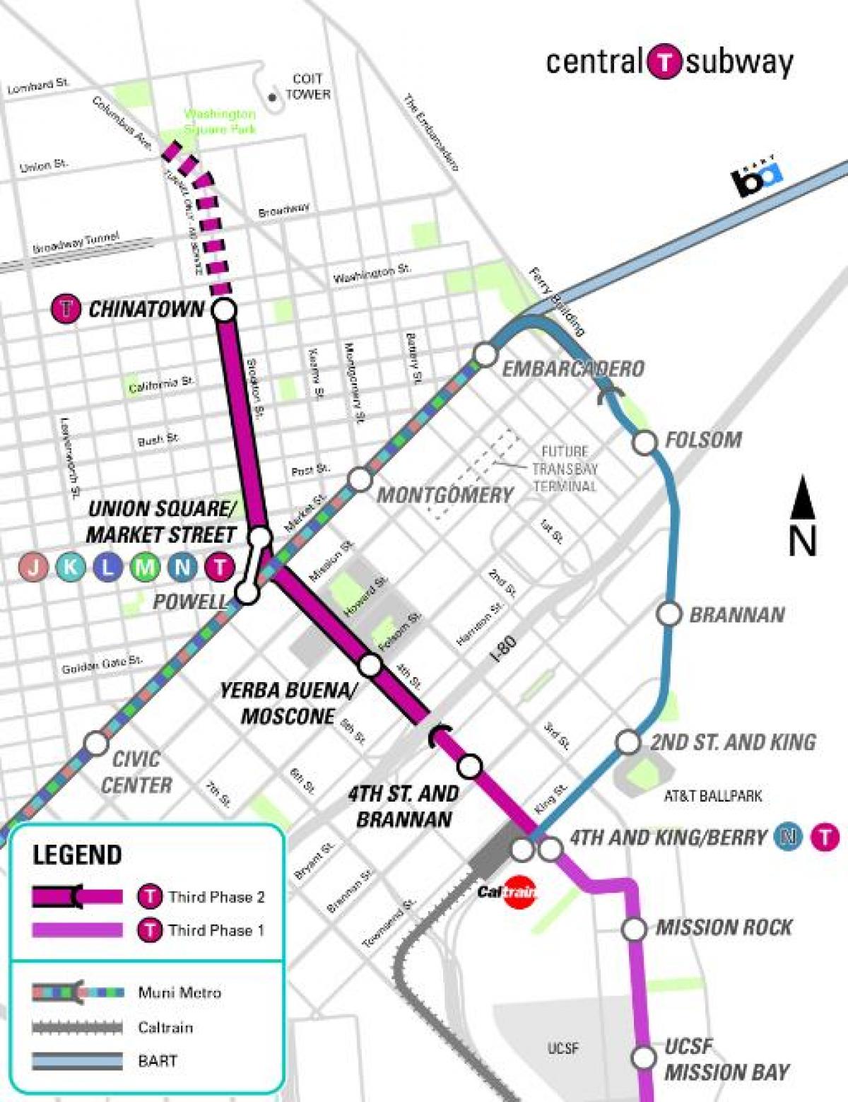 центральный метро Сан Франциско карта
