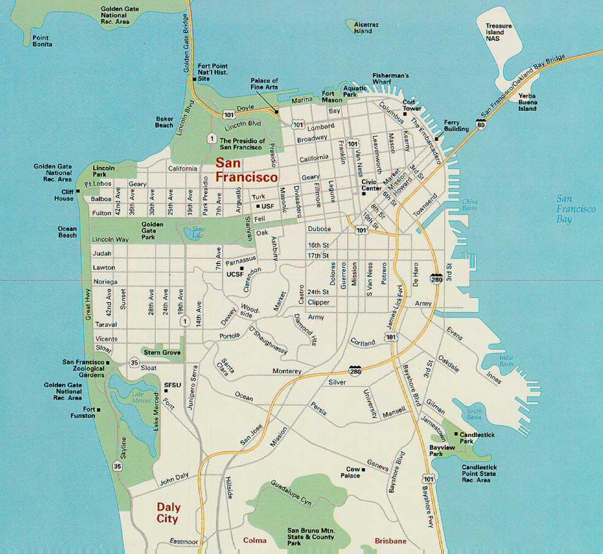 Карта Сан-Франциско, главные достопримечательности