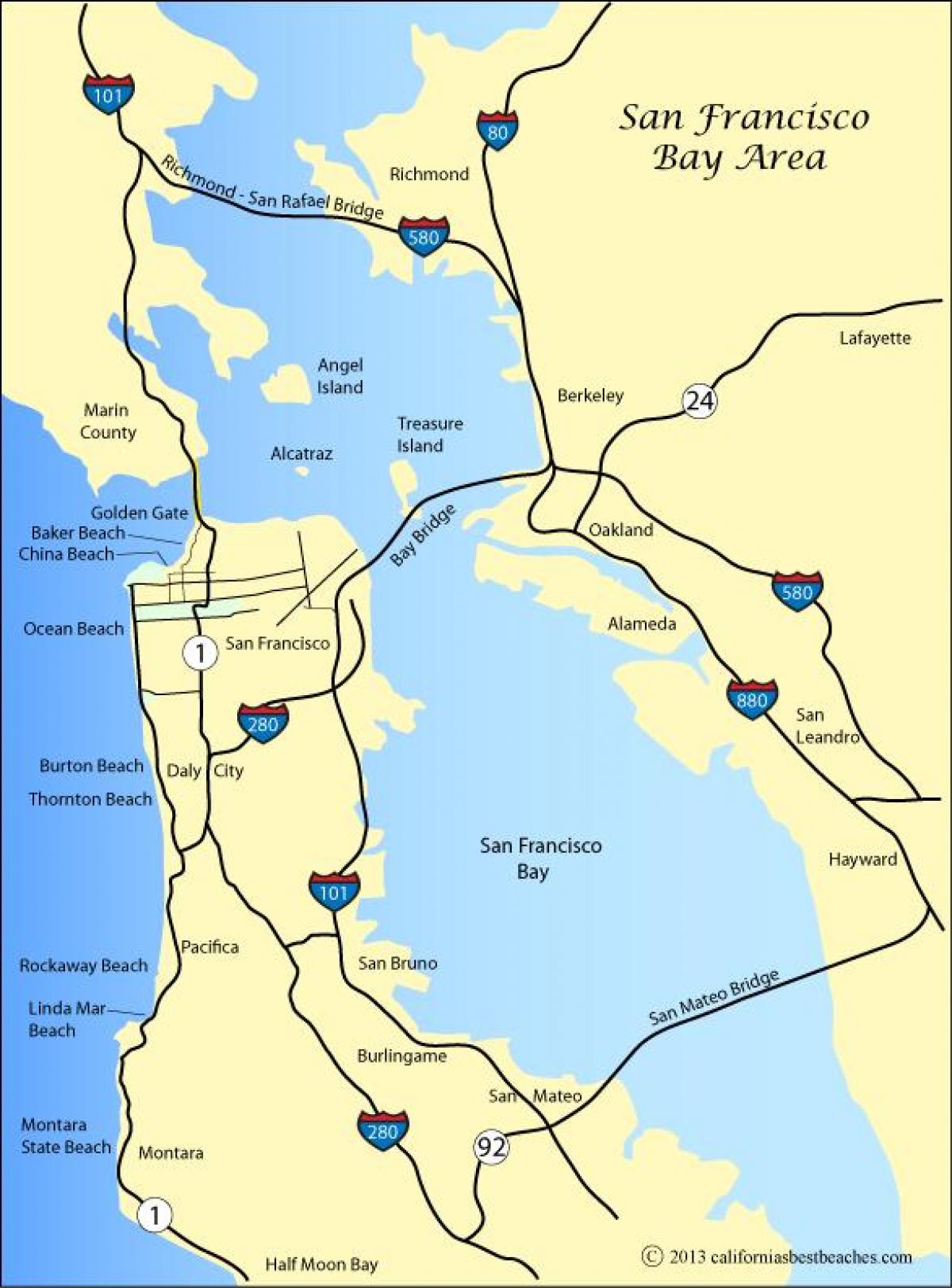 Карта Сан-Франциско пляжи