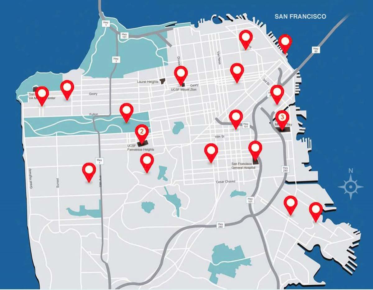 Карта Сан-Франциско больницы