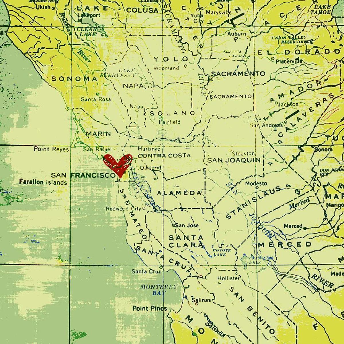 сердца в Сан-Франциско карте