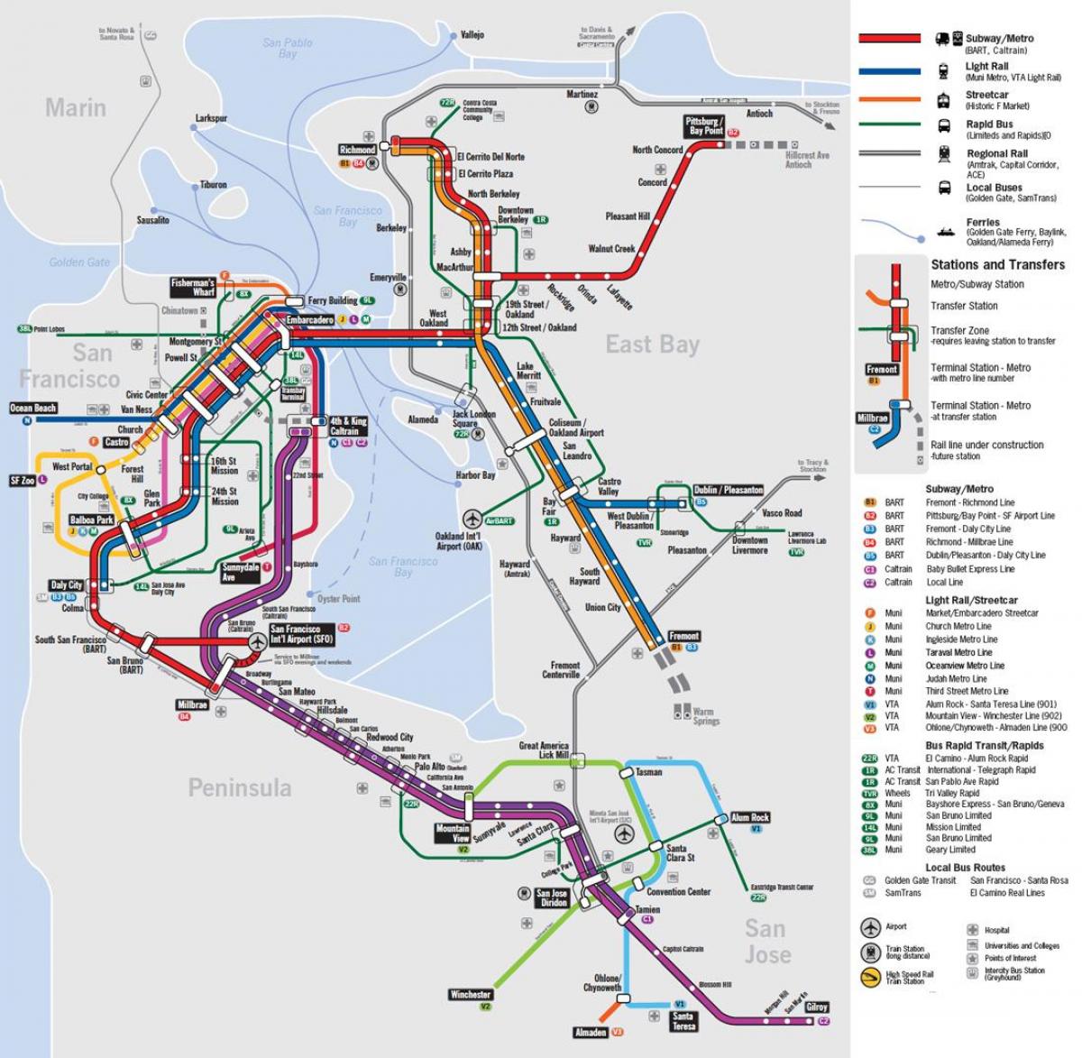 Карты общественного транспорта Сан-Франциско