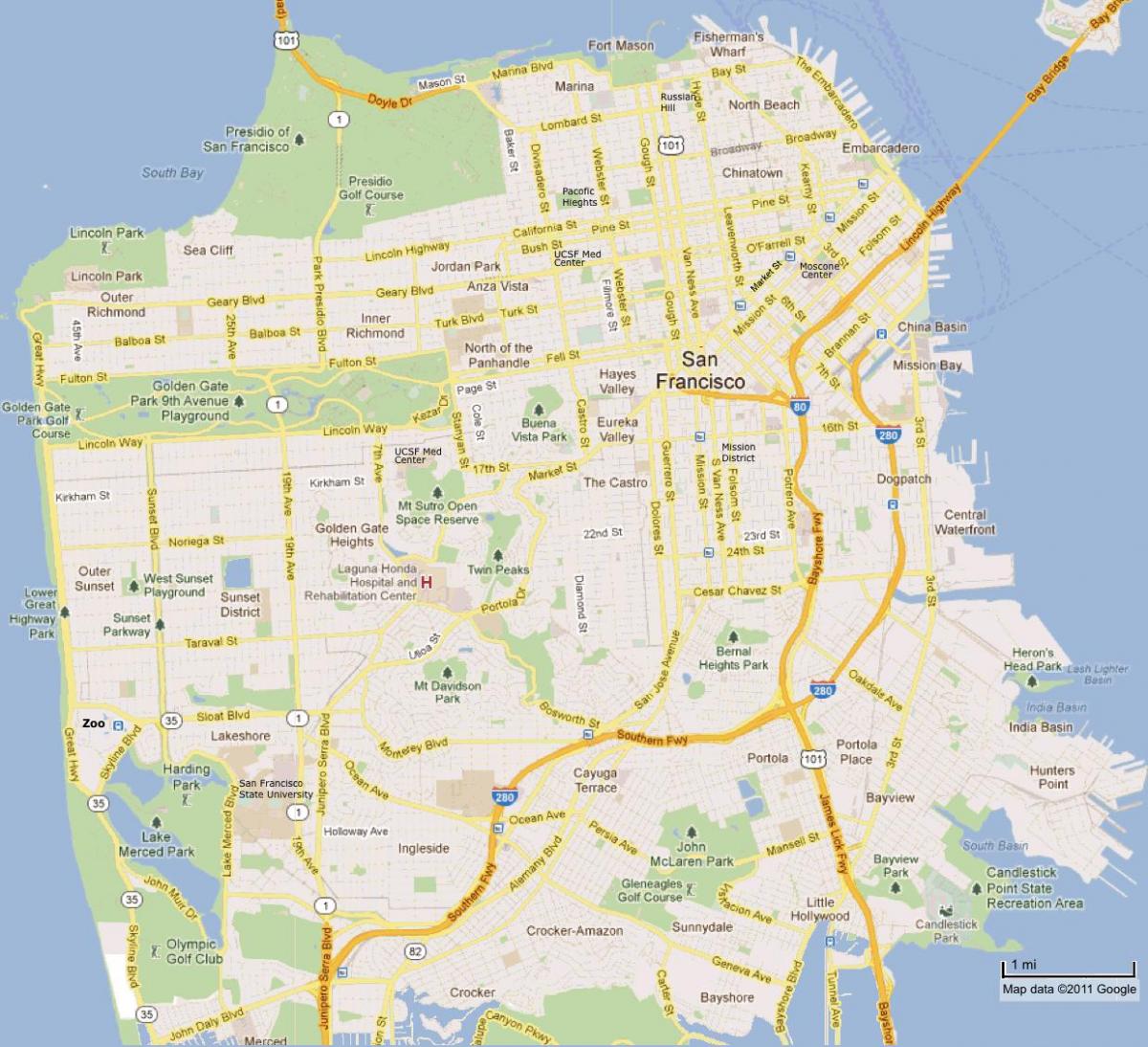 Достопримечательности Сан-Франциско карте