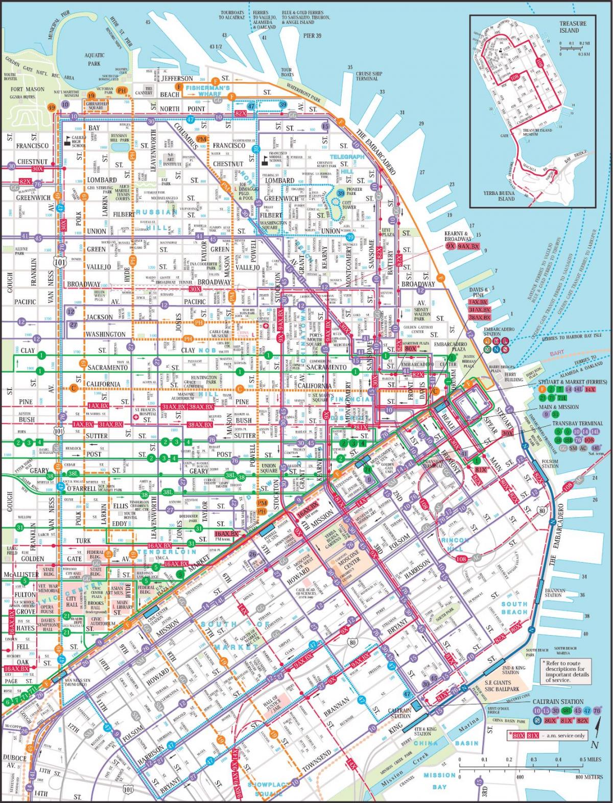 Сан-Франциско общественного транспорта карте