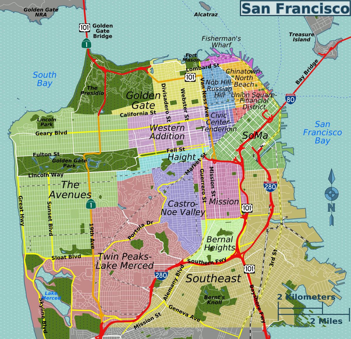 карта улиц Сан-Франциско Калифорния