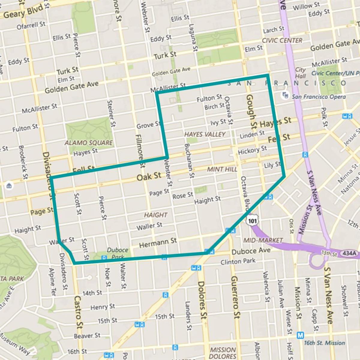 карта Хейс-Вэлли-Сан-Франциско