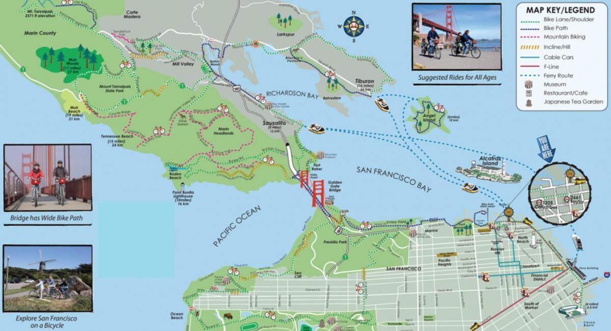 Карта экскурсию по Сан-Франциско на велосипеде 