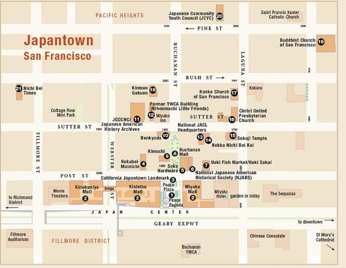 Карта японском квартале Сан-Франциско