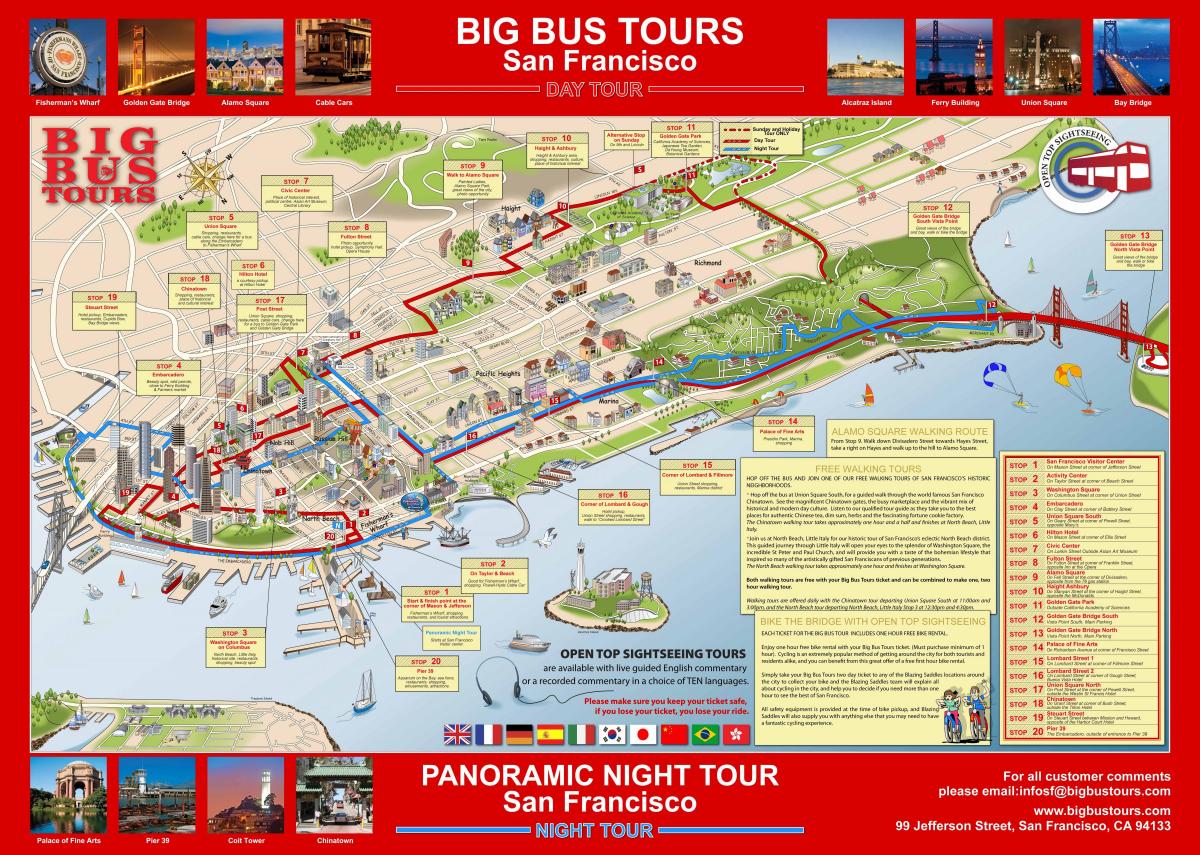 Сан-Франциско-хоп-хоп-офф автобус карте