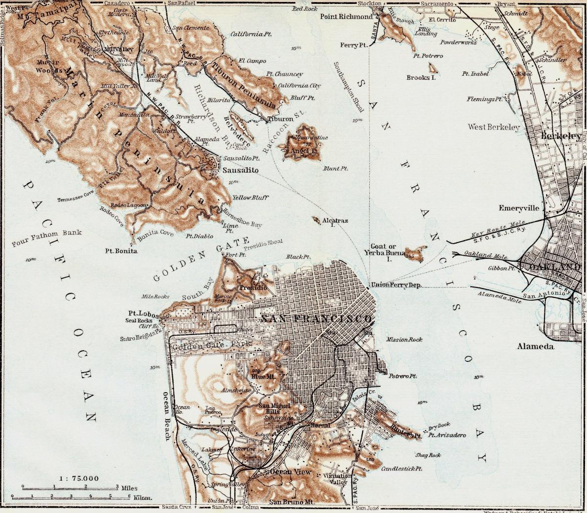 Карта старинные Сан Франциско 
