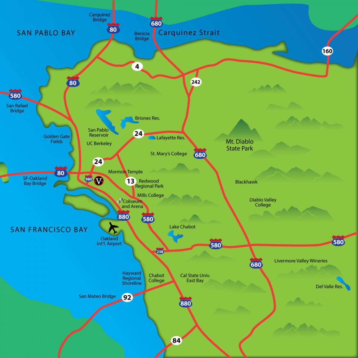 восточный залив Калифорния карта