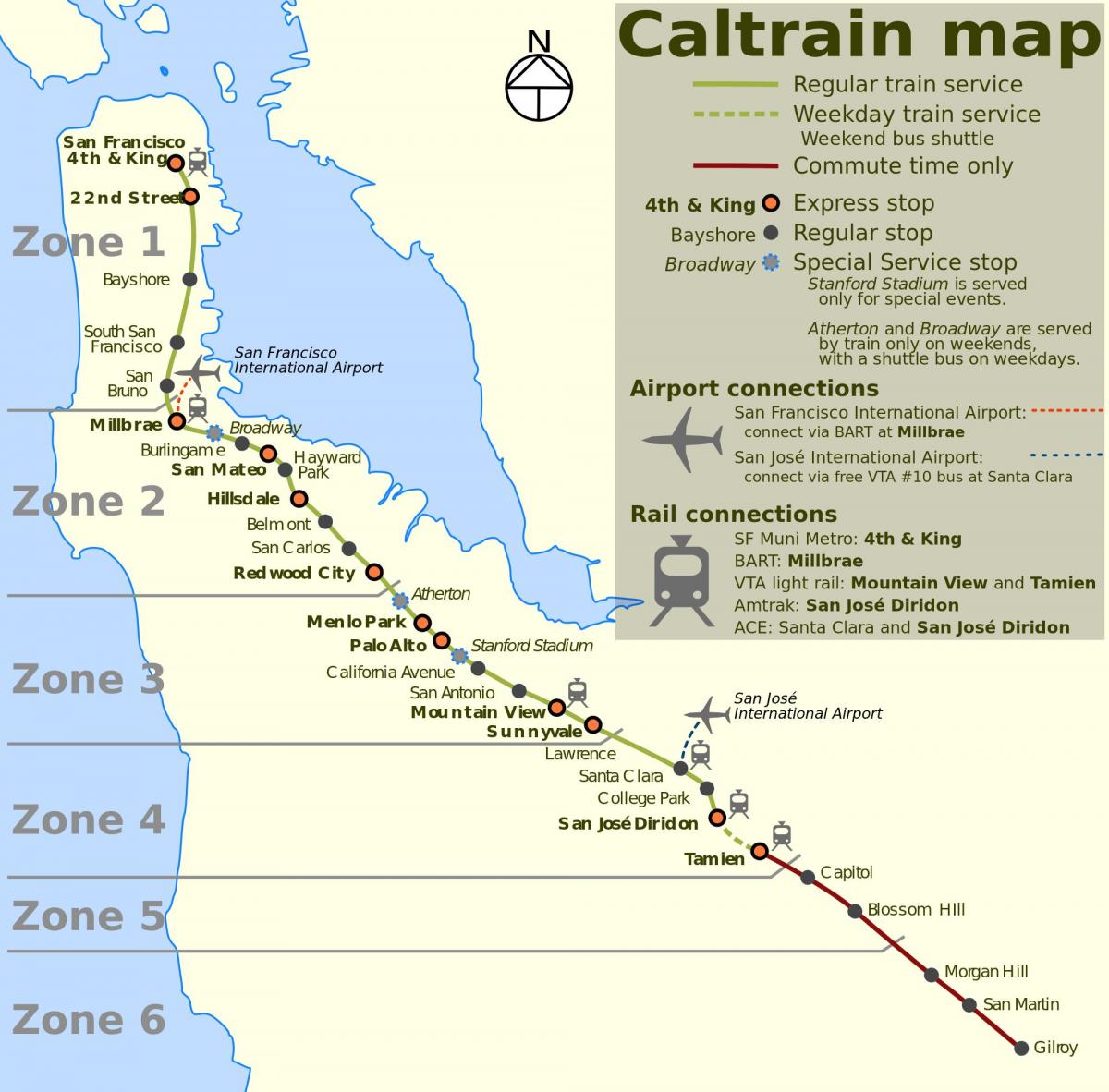 Сан-Франциско Колтрейн карте