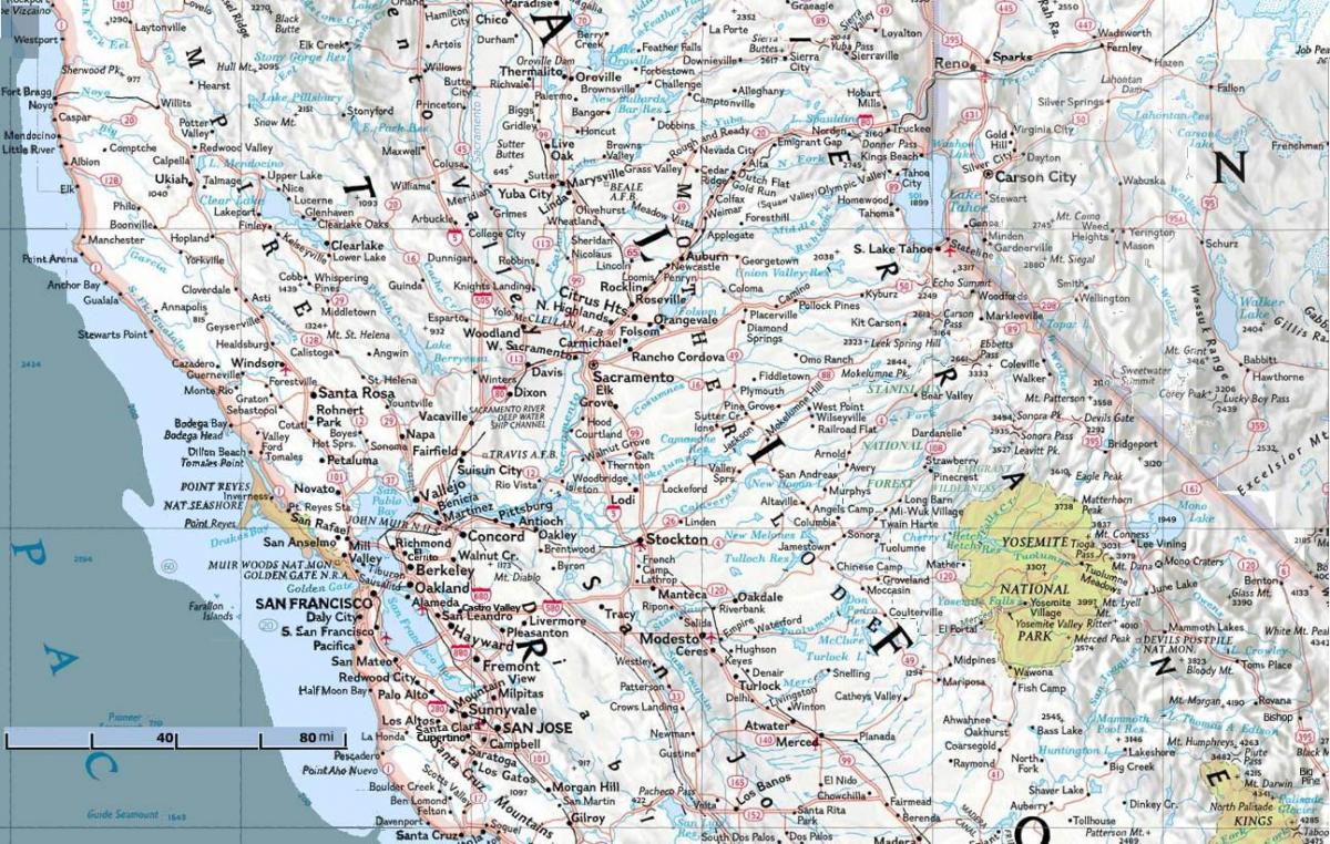 Карта северу от Сан-Франциско