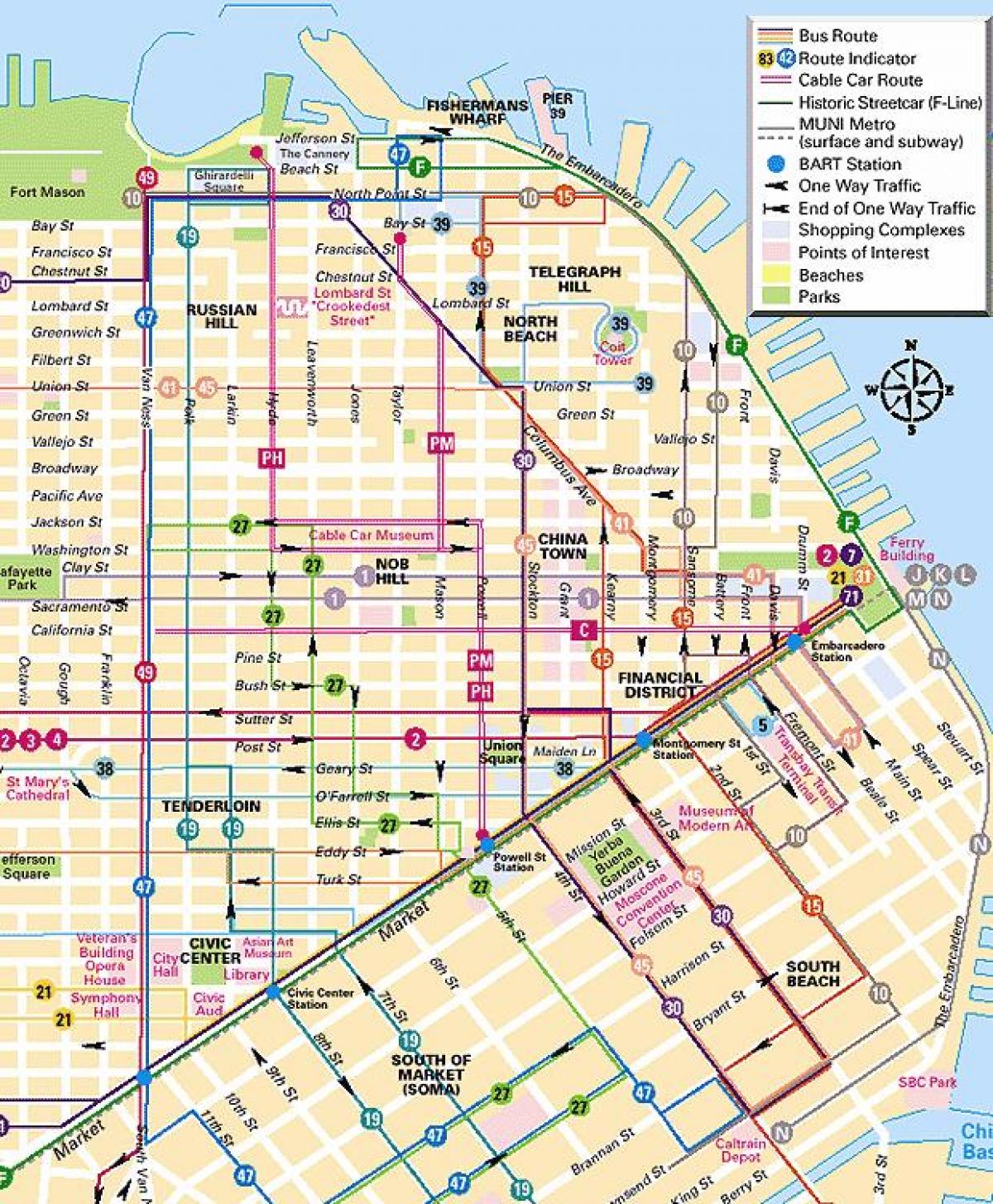 канатные дороги Сан-Франциско карте