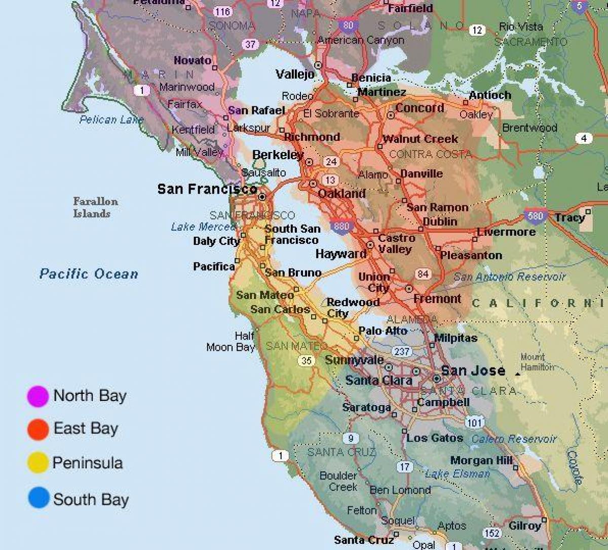 Сан-Франциско карта и окрестностях