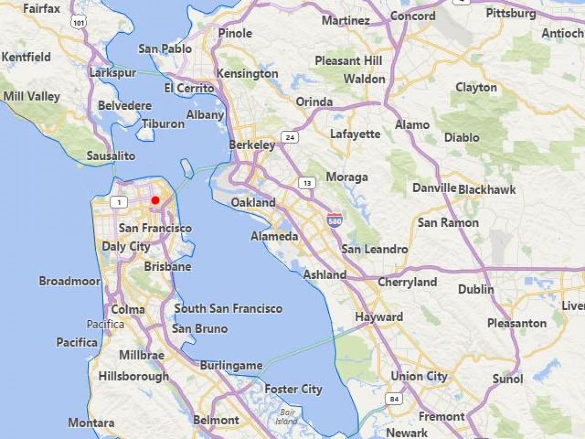 карта городов Калифорнии, недалеко от Сан-Франциско