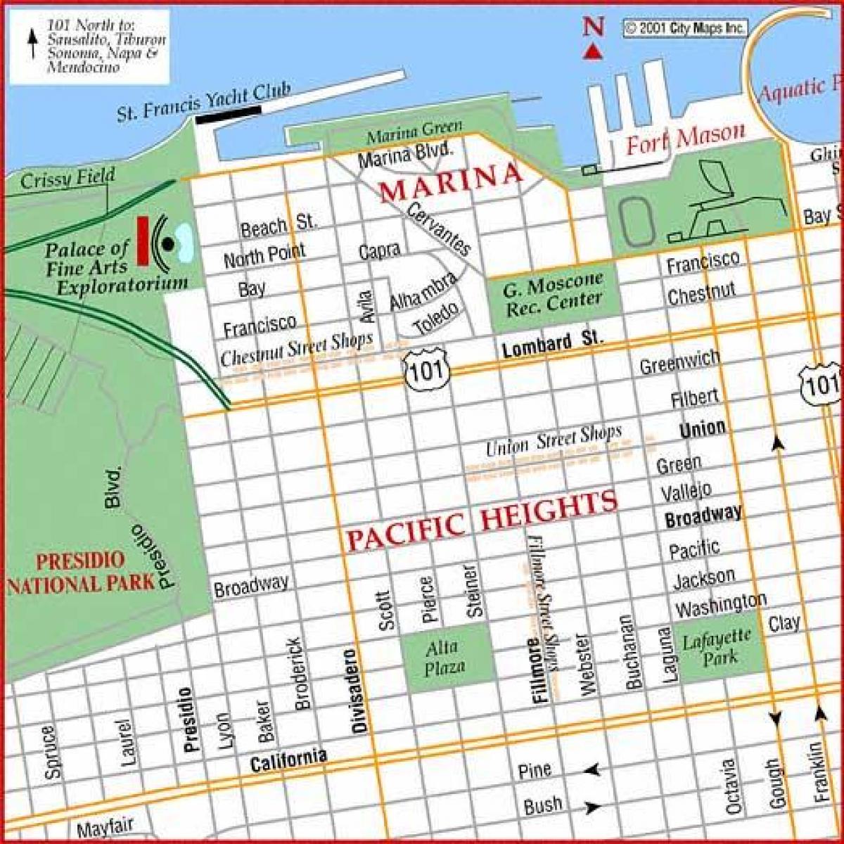 Сан-Франциско Марины карте