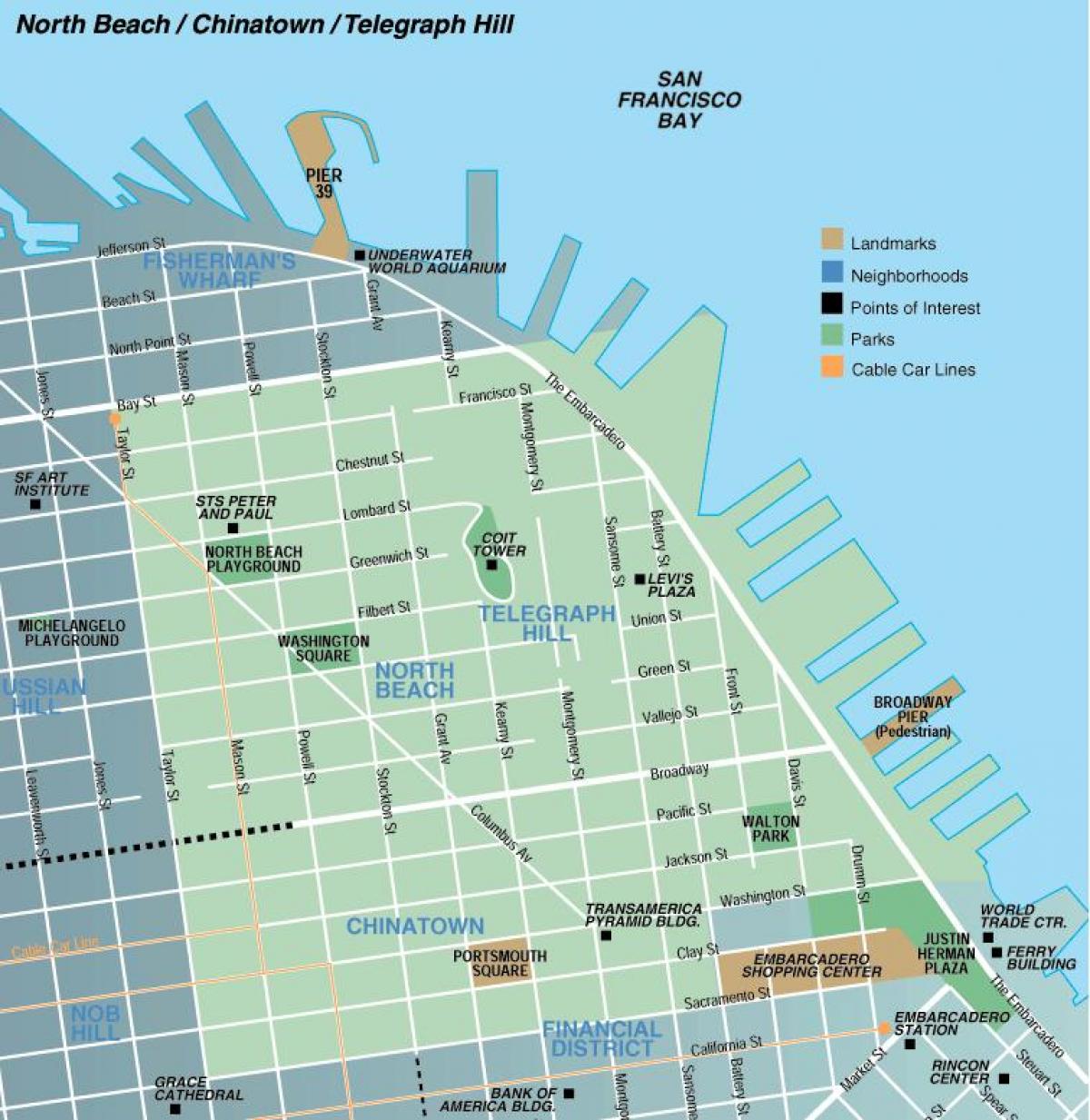 Карта северного пляжа Сан-Франциско