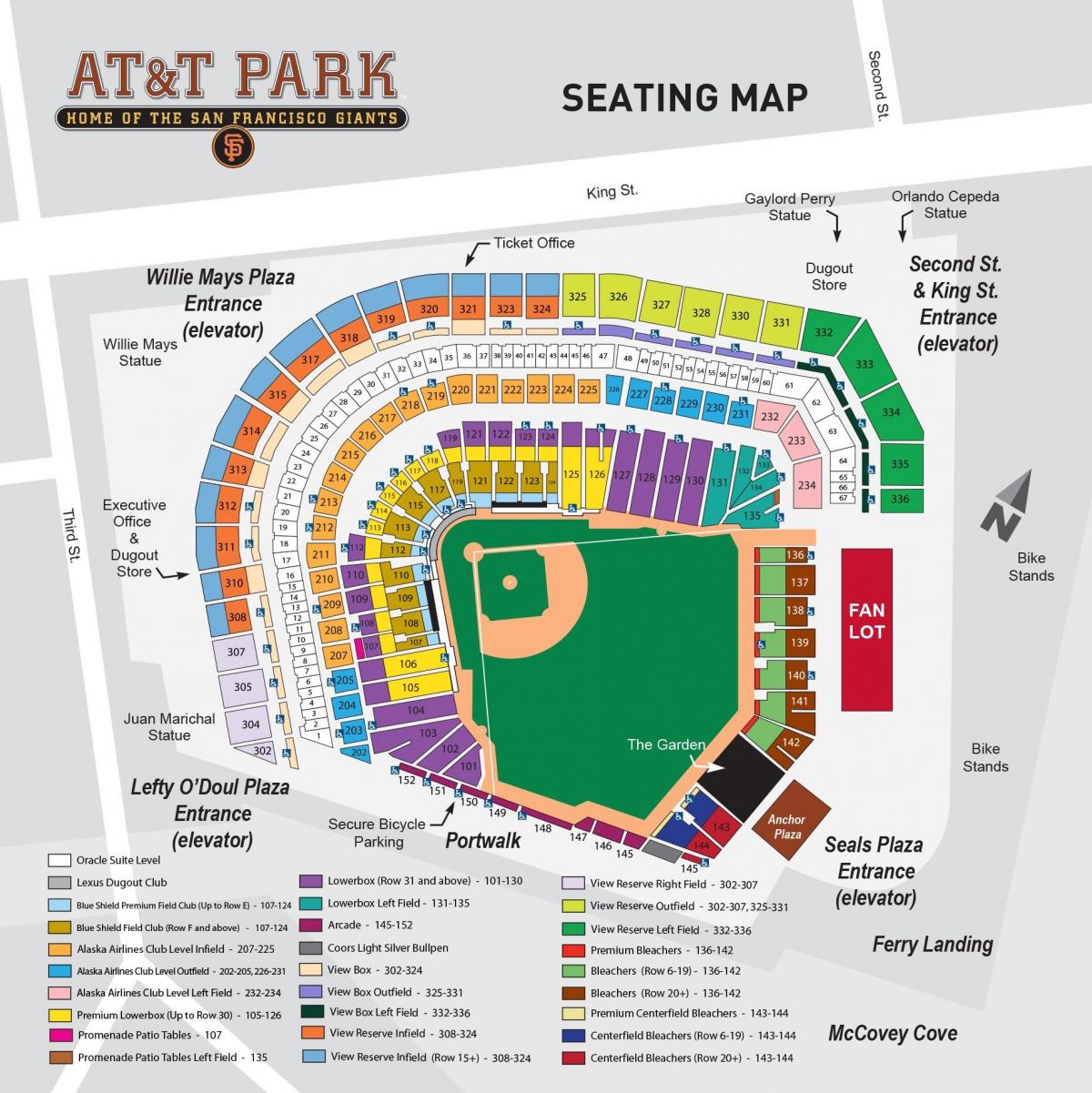 Карту стадиона AT&T парк 