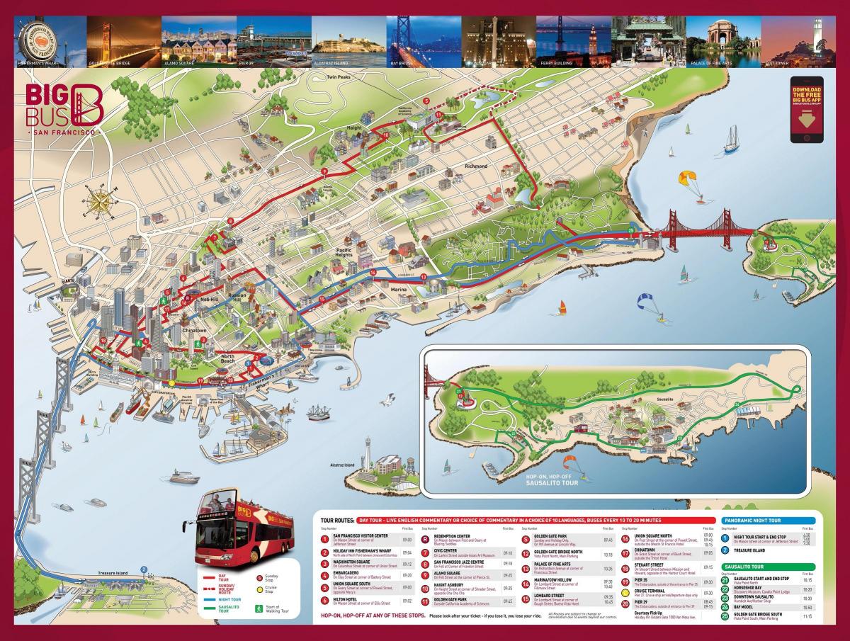 Карта красный автобус Сан-Франциско 