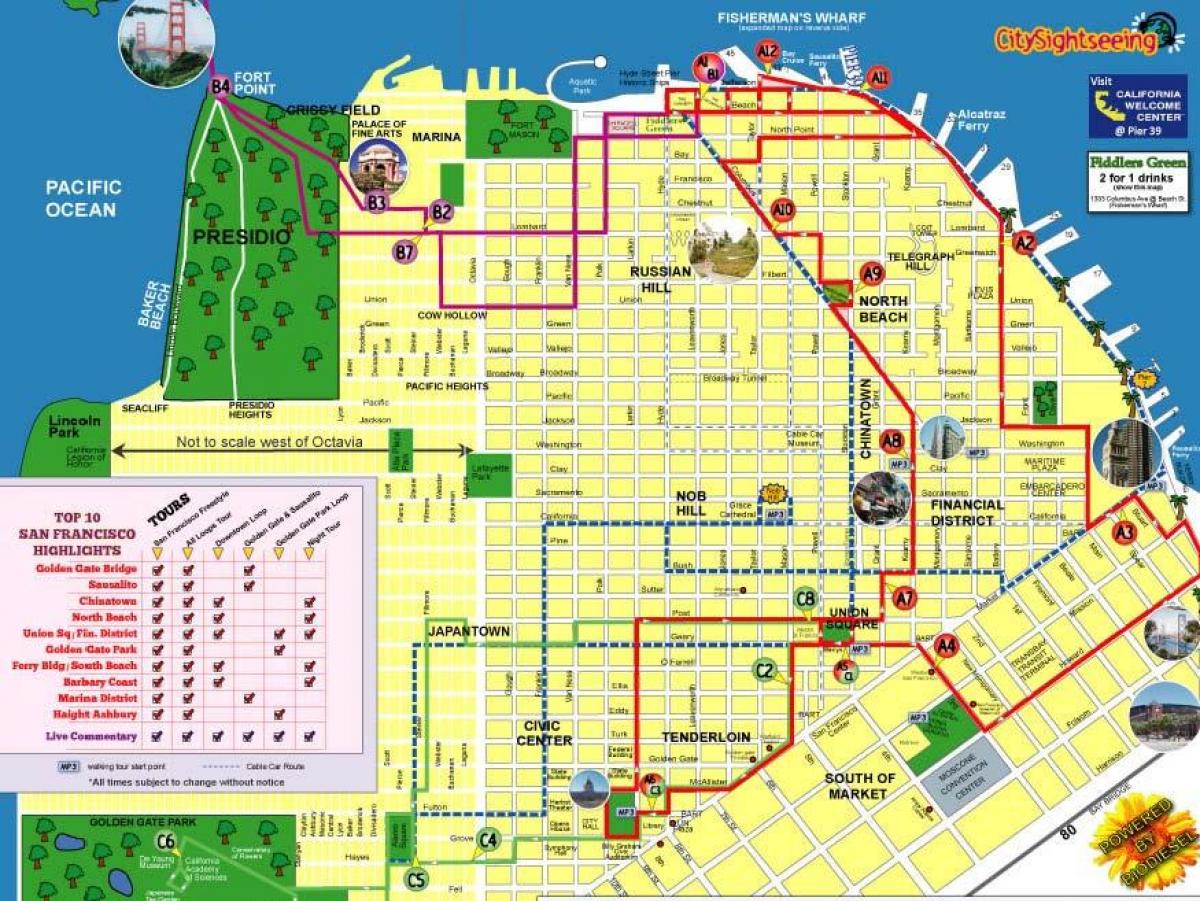 Карта города Сан-Франциско маршрут 
