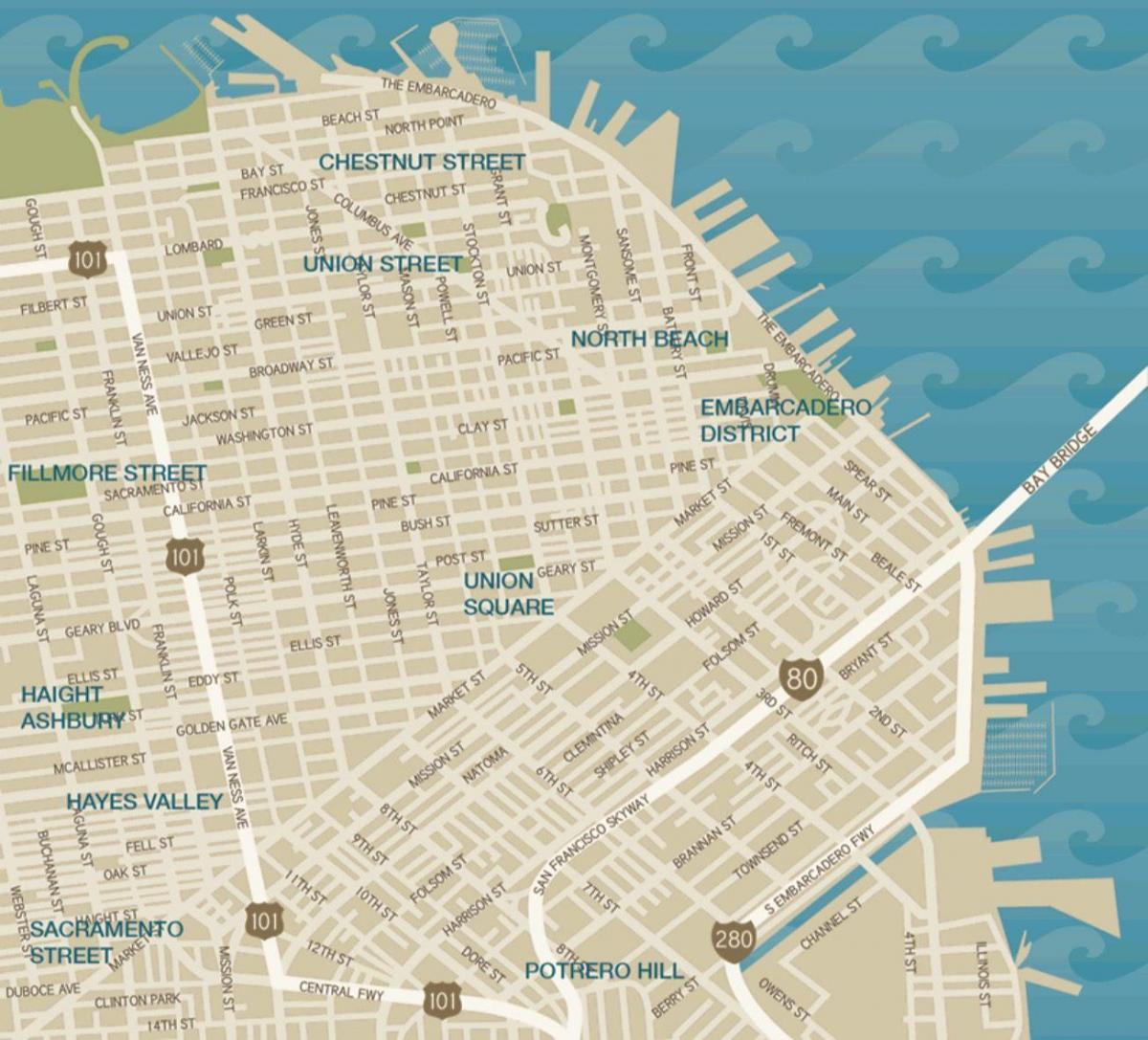 карта города Союза в Сан-Франциско площади