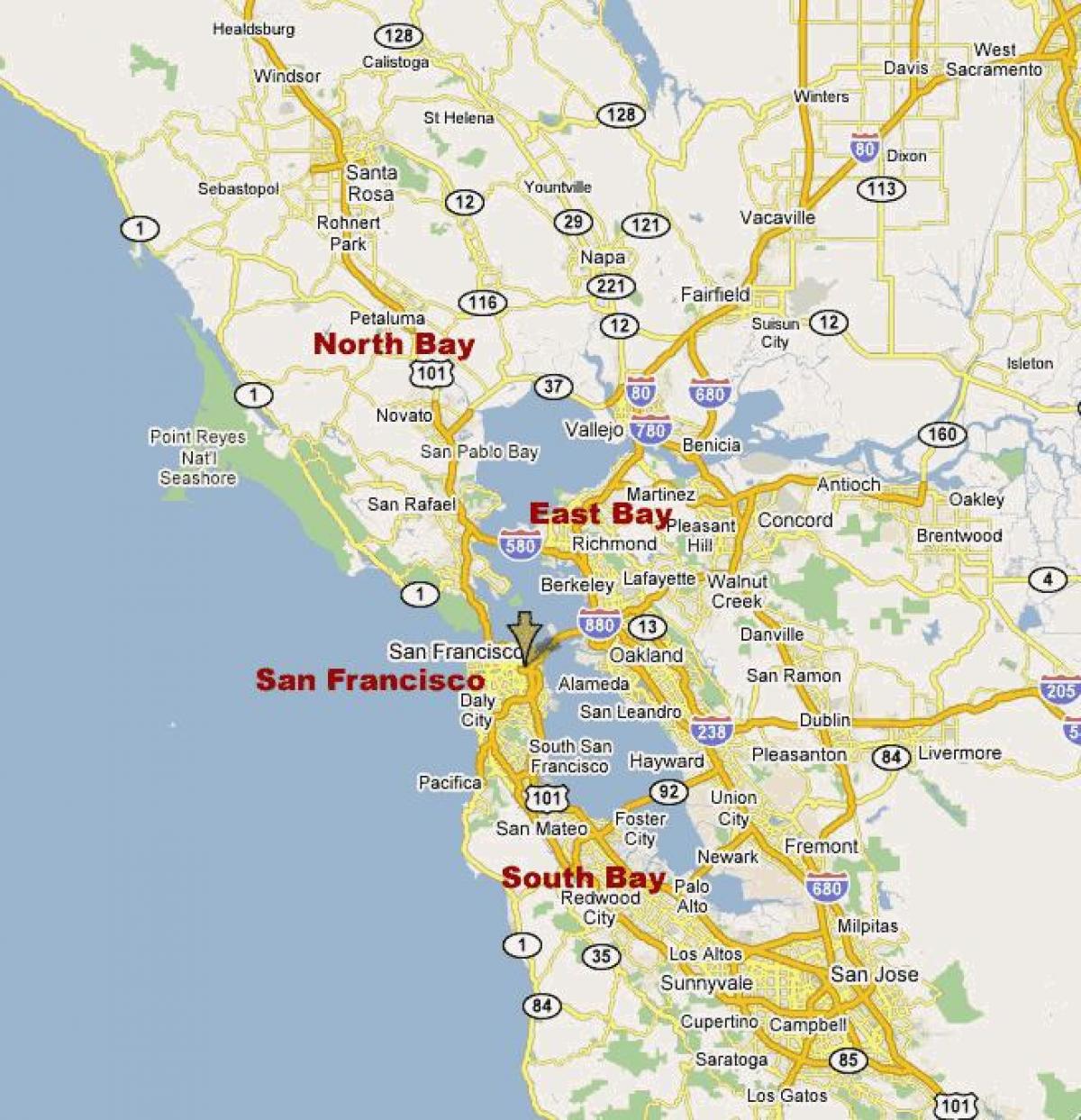 карта Южной бухте Северной Калифорнии