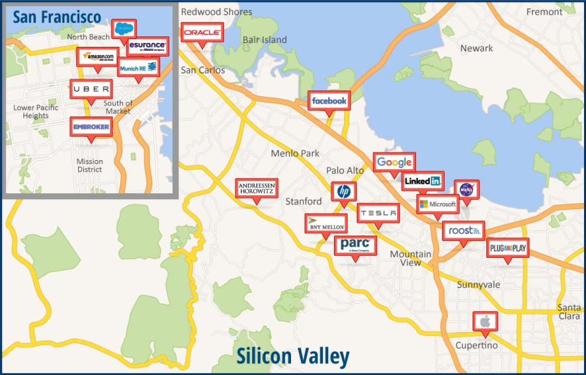 Карта Силиконовая долина тур