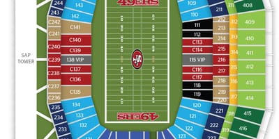 Карта Сан-Франциско 49ers в стадион 