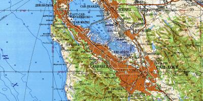 Области залива Сан-Франциско топографической карте